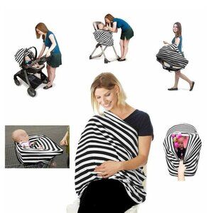 Belle On The Go 6 in 1 Multi Use Cover Striped High Chair Car Seat Nursing Wrap